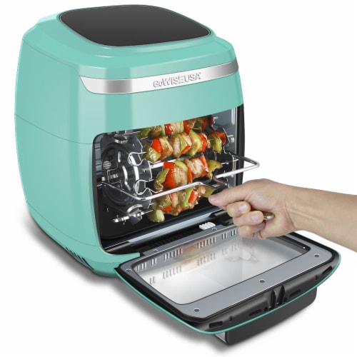 GoWISE USA 11.6-Quart Air Fryer Toaster Oven, Vibe, Mint/Silver Perspective: right