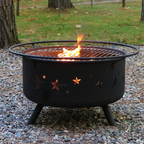 Sunnydaze 30 Fire Pit Steel Cosmic Design With Cooking Grill And Spark Screen 1 Unit S King Soopers