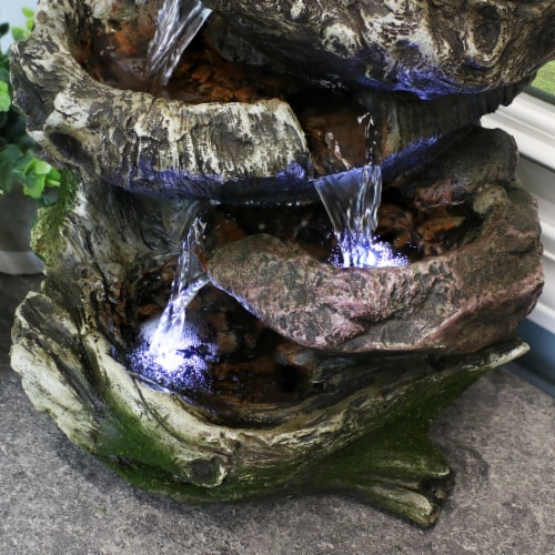 Tabletop Indoor Water Fountain LED Lights 14 5-Step Rock Falls Waterfall Decor Perspective: right