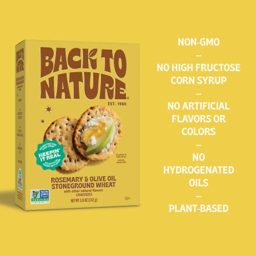 Back to Nature Rosemary & Olive Oil Stoneground Wheat Crackers Perspective: right
