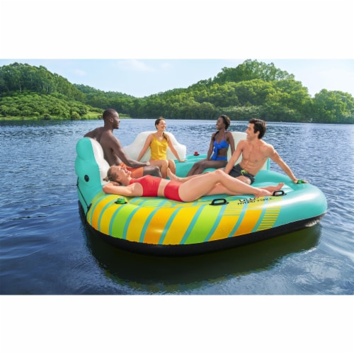 Bestway Hydro-Force Sunny Lounger 5 Person Inflatable Island Floating Water Raft Perspective: right
