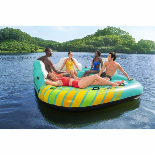 Bestway Hydro-Force Sunny Lounger 5 Person Inflatable Island Floating Water Raft Perspective: right