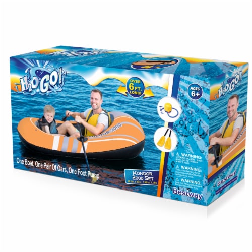 Bestway Kondor 2000 77 x 45 Inch Inflatable Raft Boat Set with Oars and Pump Perspective: right