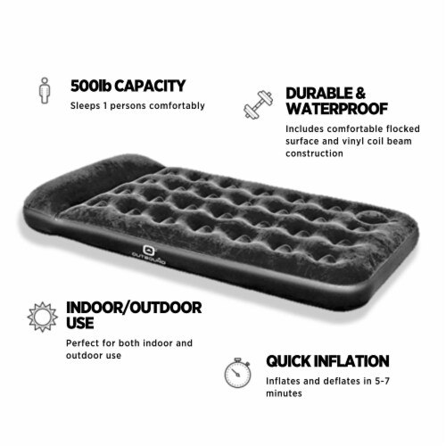 Outbound 9 Inch Inflatable Camping Mattress Twin Airbed w Foot Pump Black 1 Piece Fry s Food Stores