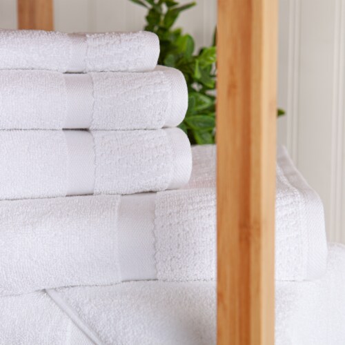 Amadour Textured Cuff White Bath Towel Set Perspective: right