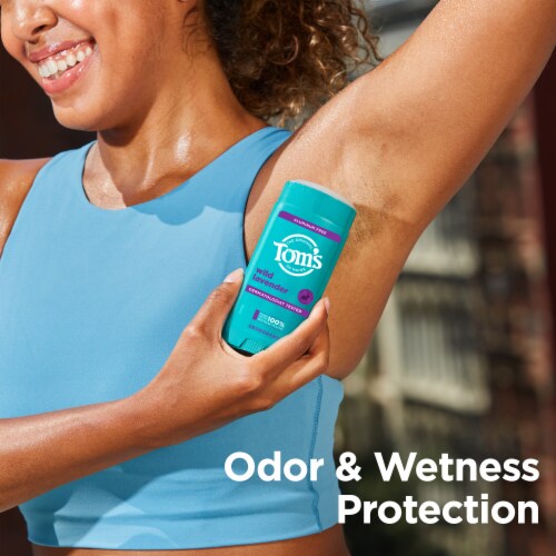 Tom’s of Maine Wild Lavender Natural Deodorant Aluminum Free Clear Application Perspective: right
