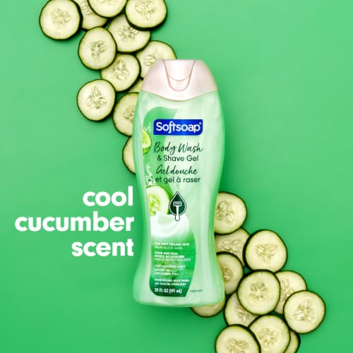 Softsoap Moisturizing Body Wash and Shave Gel Cool Cucumber Scent 20 fl oz Bottle Perspective: right
