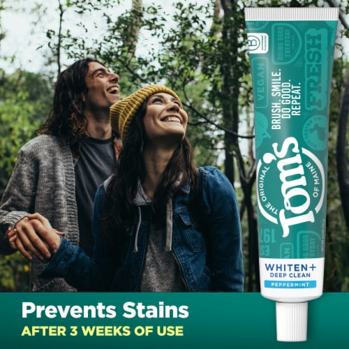 Tom’s of Maine Whiten Plus Deep Clean Whitening Toothpaste with Peppermint Flavor Perspective: right
