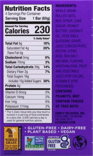 Bobo's® Grape Peanut Butter and Jelly Snack Bars Perspective: right