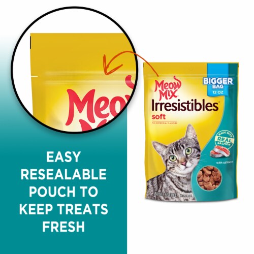 Meow Mix Irresistibles Cat Treats Soft With Salmon, 12 Ounce Bag Perspective: right