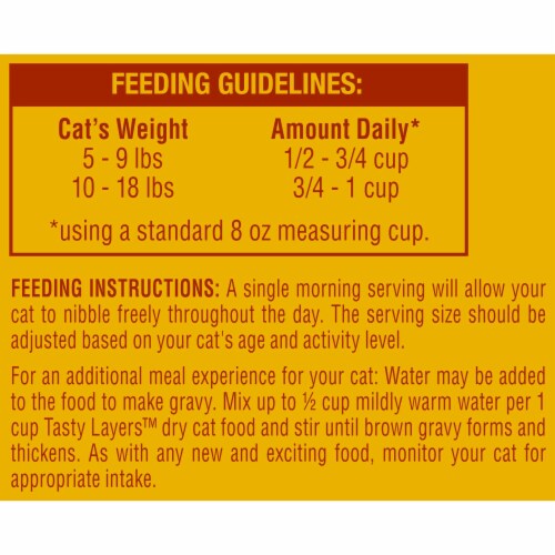 Meow Mix Tasty Layers Dry Cat Food, Roasted Chicken Flavor Coated in Homestyle Gravy, 13 lb Bag Perspective: right