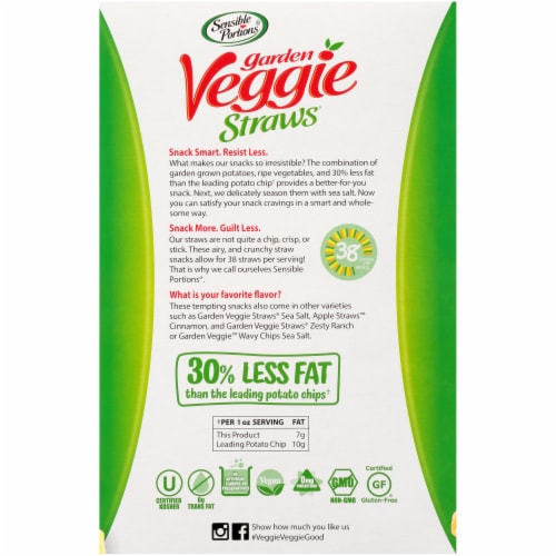 Sensible Portions Sea Salt Garden Veggie Straws 6 Count Perspective: right