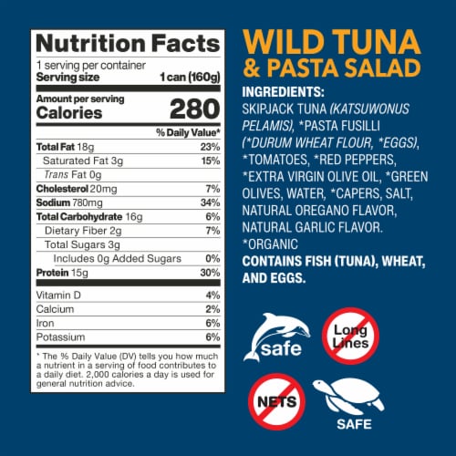 Wild Planet Ready to Eat Tuna Pasta Salad Bowl Perspective: right