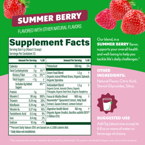 Amazing Grass Sweet Greens Superfood Summer Berry Powder 4.4 oz Perspective: right
