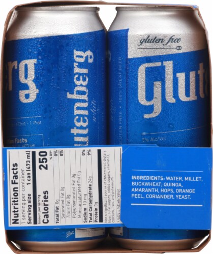 Glutenberg Gluten Free White Millet and Buckwheat Beer Perspective: right