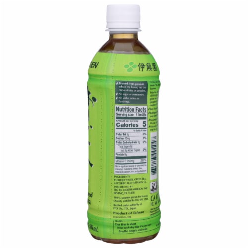 Ito En Oi Ocha Unsweetened Green Tea Bottle Perspective: right