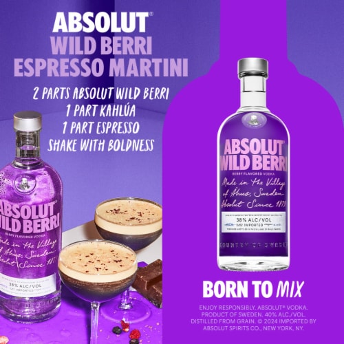 Absolut Wild Berri Flavored Vodka Perspective: right