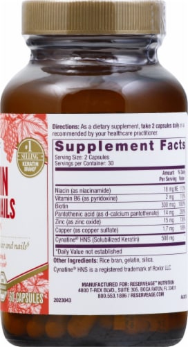 Reserveage Nutrition™ Keratin Hair & Nails Capsules Perspective: right