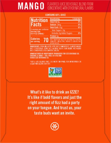 Izze® Mango Flavored Sparkling Juice Beverage Perspective: right
