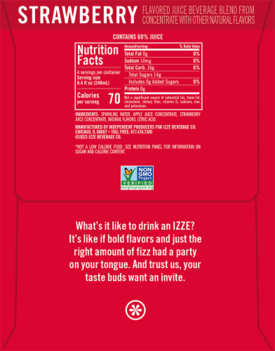Izze® Sparkling Strawberry Juice Beverage Perspective: right