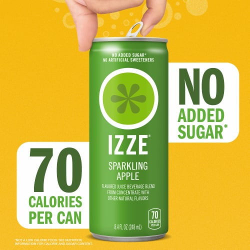 IZZE No Sugar Added Apple Sparkling Juice Beverage Blend Perspective: right