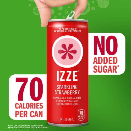 IZZE No Sugar Added Strawberry Sparkling Juice Beverage Blend Perspective: right