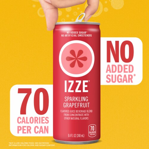 IZZE No Sugar Added Grapefruit Sparkling Juice Beverage Blend Perspective: right