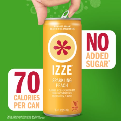 IZZE No Sugar Added Peach Sparkling Juice Beverage Blend Perspective: right