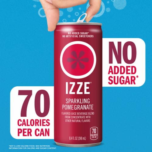 IZZE No Sugar Added Pomegranate Sparkling Juice Beverage Blend Perspective: right