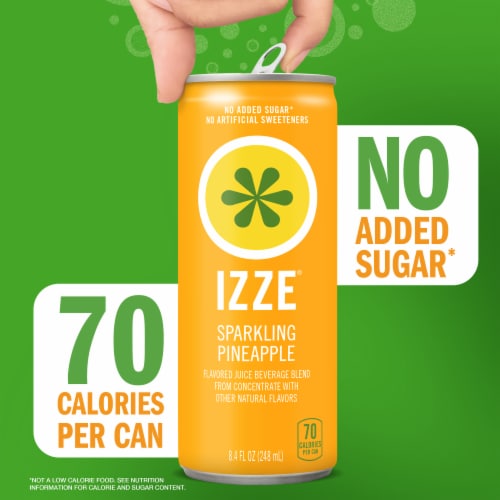 IZZE No Sugar Added Pineapple Sparkling Juice Beverage Blend Perspective: right