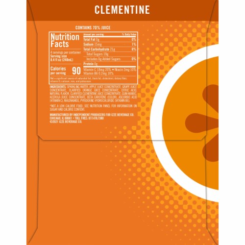 Izze® Sparkling Juice Beverage Clementine Flavored Juice Drink Perspective: right