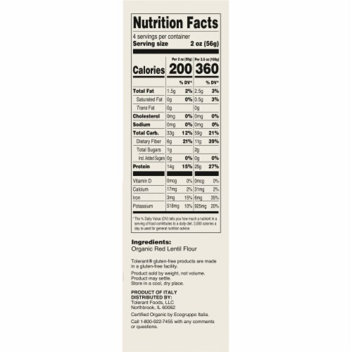 Tolerant® Organic Red Lentil Rotini Perspective: right