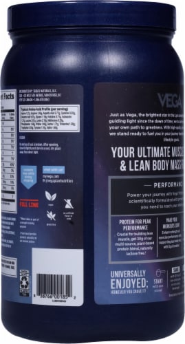 Vega™ Creamy Chocolate Plant Based Performance Protein + Creatine Powder Perspective: right