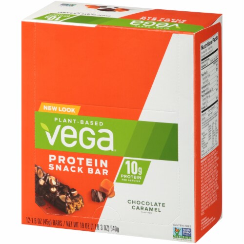 Vega Chocolate Caramel Protein Snack Bars 12 Count Perspective: right