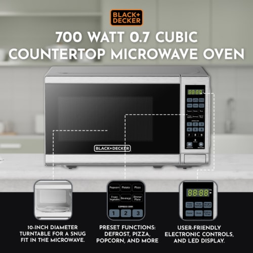 Black+Decker 0.7 Cu. Ft. 700W Stainless Steel Countertop Microwave