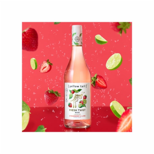 Yellow Tail Fresh Twist Strawberry And Lime Australia Flavored Wine Perspective: right