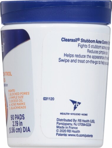 Clearasil® Stubborn Acne Control 5-In-1 Daily Facial Pads Perspective: right