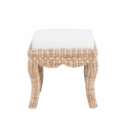 JONATHAN Y VSL1000 Rowan Bohemian Designer Woven Rattan Wood Vanity Stool 18.5 x 18.5 x 19.68 Mariano s