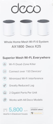 TP-Link Deco X-25 (3 Pack) Wi-Fi 6 AX1800 Mesh Routers Home Coverage up to 5800 Sq. ft. Perspective: right