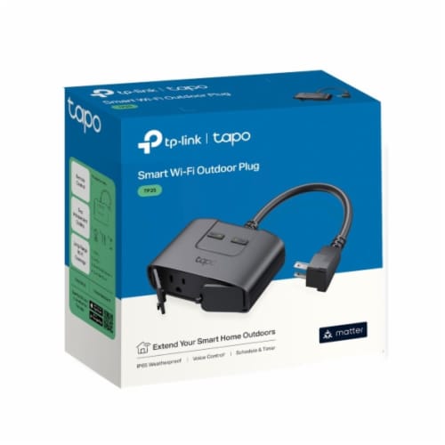 TP-Link Tapo Smart Wi-Fi Outdoor Plug with Matter - Black Perspective: right