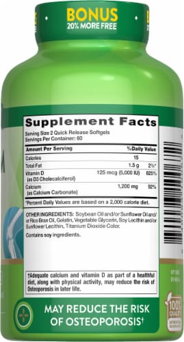 Nature's Truth Absorbable Calcium plus D3 Quick Release Softgels Perspective: right