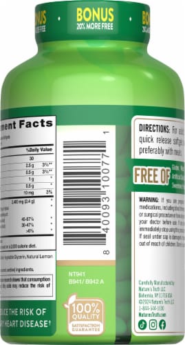 Nature’s Truth Fish Oil 2,400mg per 2 Lemon Flavor 100+20 SG Perspective: right