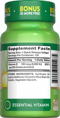 Nature's Truth® High Potency 125mcg Vitamin D3 Softgels Perspective: right