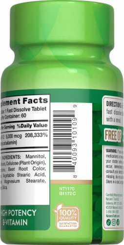 Nature’s Truth Vit B-12 5,000 mcg Methyl Fast Dis Tabs Perspective: right