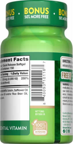 Nature’s Truth Vit D3 2,000 IU 50 mcg 100+50 SG Perspective: right