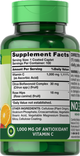Nature's Truth Bioflavonoids & Rose Hips Vitamin C Tablets 1000mg Perspective: right