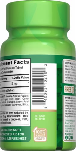 Nature’s Truth Melatonin 12 mg 60 Fast Dissolve Tabs Perspective: right