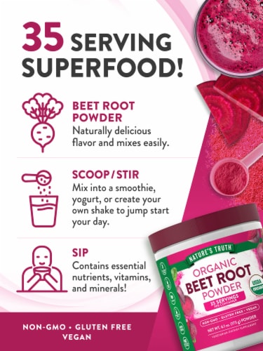 Nature's Truth Beet Root Powder Complex 6.1 oz Perspective: right