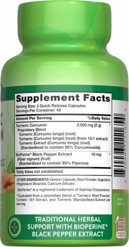 Nature's Truth Standardized Turmeric Curcumin Complex 2,000 mg Perspective: right