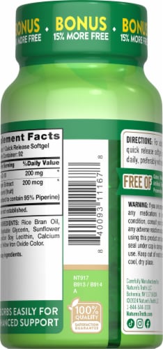 Nature’s Truth Co-Q-10 200mg 80 + 12 Softgels Perspective: right